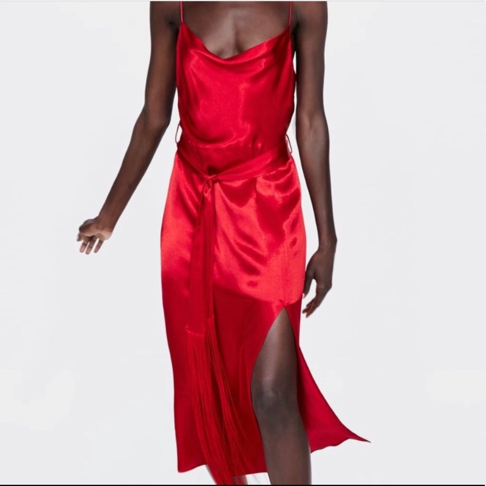 Red silk Zara dress - Size S